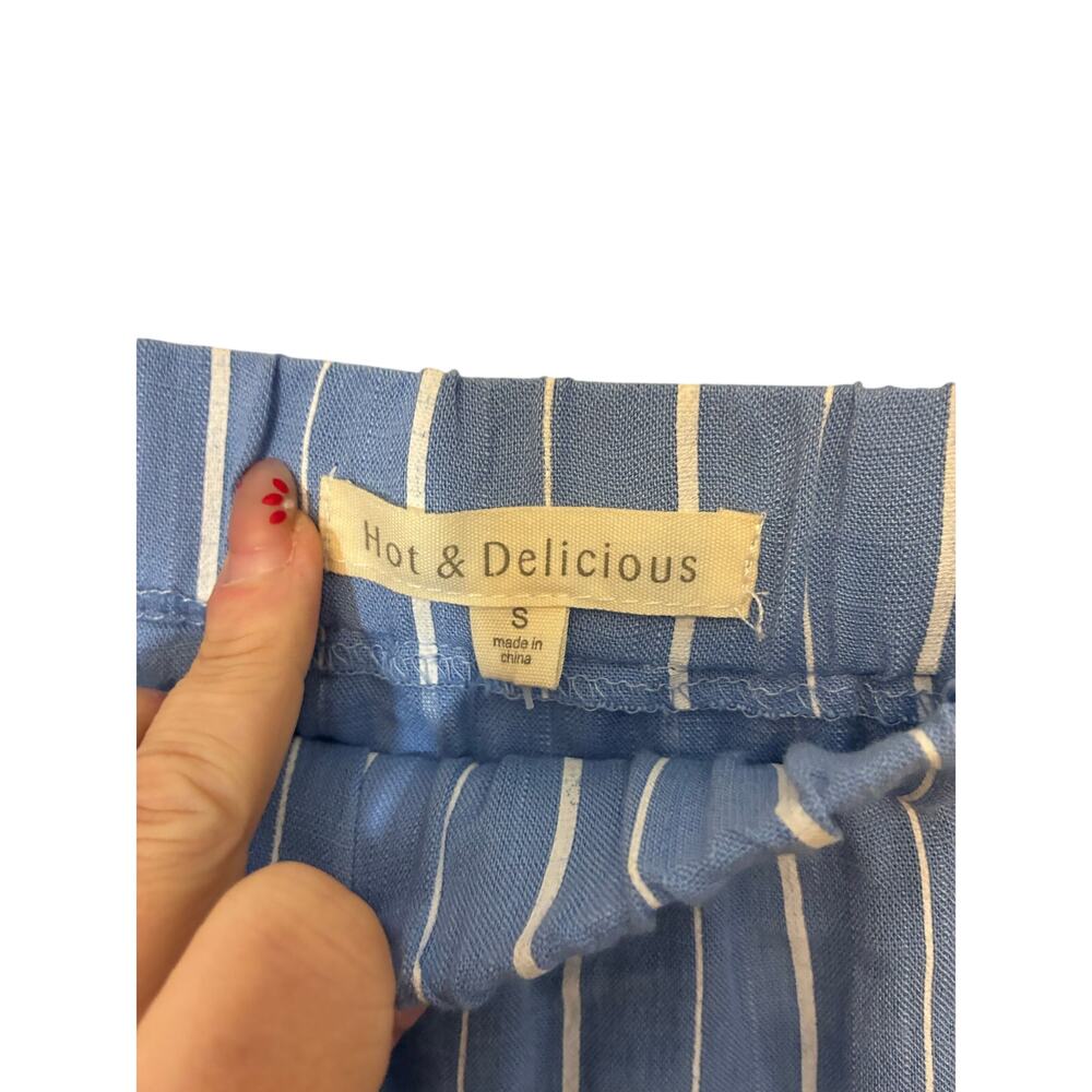 NWT Hot and Delicious Preppy Sailor Strip Off Shoulder Chambray Dress S Nautical - Picture 3 of 4